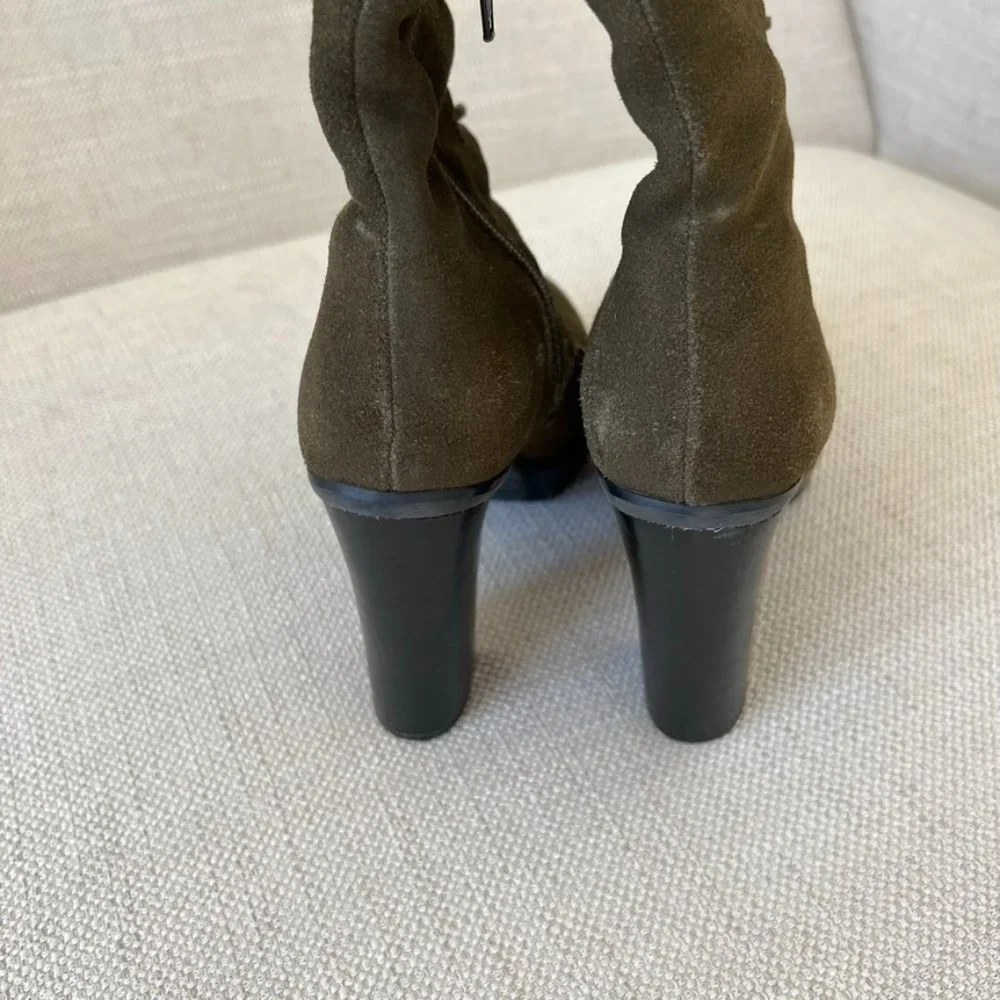 ALDO Olive Green Suede Over-the-Knee Lace-Up Heeled Boots